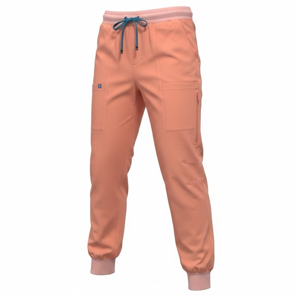 Fabletics Scrub Joggers Womens XXL 1X Coral Pink High Rise Cargo Medical Pants